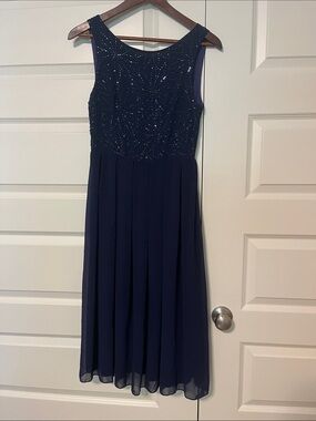 New TFNC Navy Beaded Sleeveless MIDI Cocktail Dress